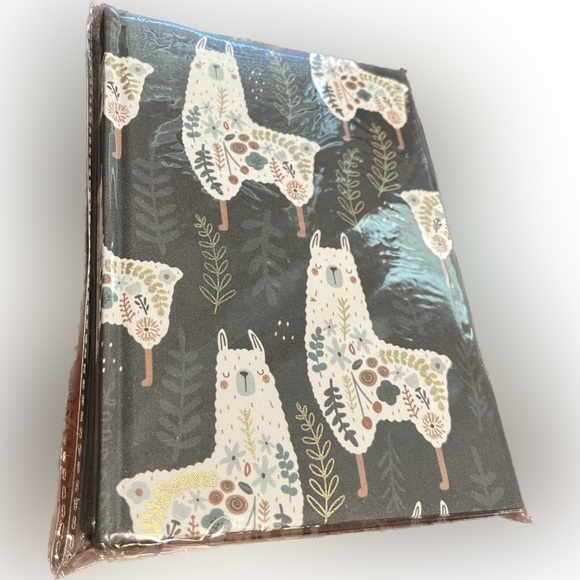 NIP / NWT Llama Floral Flowers Boho Golden Embellished Journal Lined Pages - Picture 2 of 8